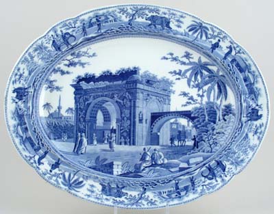 Meat Dish or Platter A Triumphal Arch of Tripoli in Barbary c1820